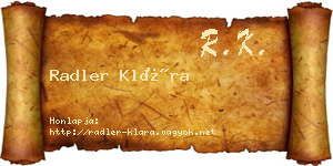 Radler Klára névjegykártya